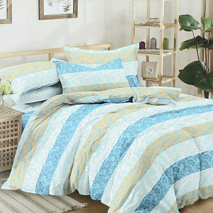 Комплект постельного белья Семейный ЭЛЬФ DOMOVITA Счастливый дом без шва простынь220х240см пододеяльник143х215см-2шт наволочки70х70см-2шт бязь хлопок 000000000001211870