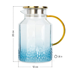 Набор для питья GARBO GLASS (кувшин 1,8л-1шт/стакан 260мл-6шт) голубой стекло 000000000001219916