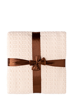 Покрывало 150x200см LUCKY вафельное с бахромой молочный хлопок 100% 000000000001212560