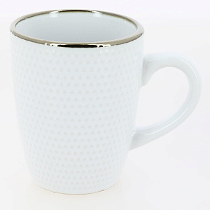 Кружка 385мл LUCKY Точки металлическая кайма белый керамика 000000000001211233