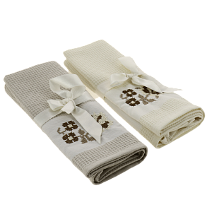 Набор кухоных полотенец 45х70см(2шт) LUCKY вафля ВЫШИВКА молочный/бежевый D000191 000000000001204422