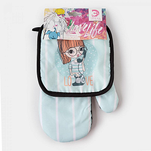 Набор кухонный Этель Love Life Виола (прихватка 17х17см + рукавица 26х16см) 100%пэ 4437251 000000000001200830