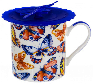 Кружка заварочная 300мл BALSFORD Бабочки силиконовая крышка подарочная упаковка фарфор 000000000001197857