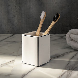 Стакан для зубных щеток 6,5x6,5x9,8см DE'NASTIA FRAME белый керамика 000000000001225135