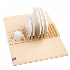 Набор сушилка с ковриком для сушки посуды DE'NASTIA большой размер молочный пластик полиэстер 000000000001210341