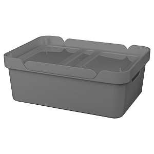 Ящик 38х27,6х14см 12л ECONOVA LUXE универсальный с крышкой серый пластик 000000000001206125