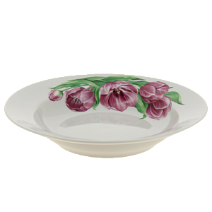 Тарелка фарфор суповая 200 мм супадкий край Розовые тюльпаны,092972 000000000001193469