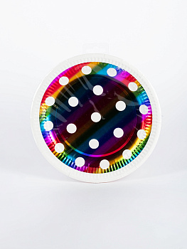 Набор тарелок одноразовых 6шт 18см Хамелеон горох бумага 000000000001210186