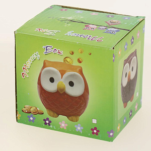 Декоративная копилка Совушка синяя из керамики / 10х8см арт.76555 000000000001195736