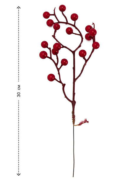 Ветка с ягодами для декора 30см красный 000000000001228775