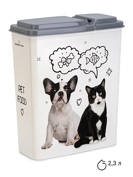 Контейнер для корма 2,3л LUCKY PET Серый пластик 000000000001223383