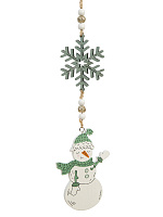 Новогоднее подвесное украшение Снеговик со снежинкой из МДФ 24x0,5x7,2см 82176 000000000001201795