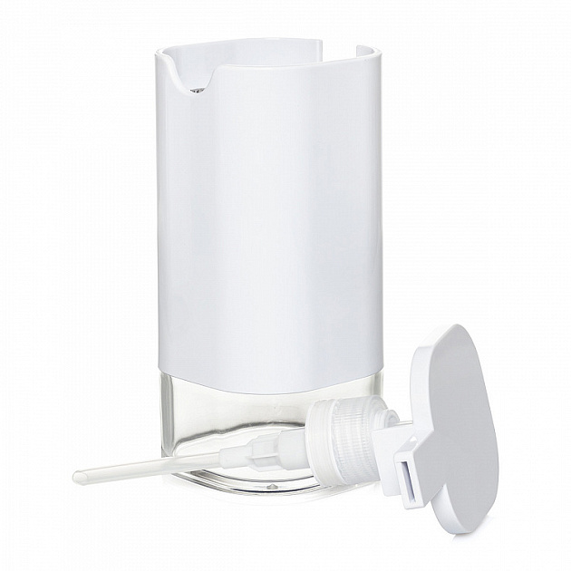 Диспенсер для жидкого мыла 9,9х7,7х16см DE'NASTIA STABLE W белый пластик/акрил 000000000001224735