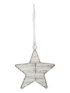 Декоративное украшение 15см DE'NASTIA Звезда красный/белый бисер 000000000001229685