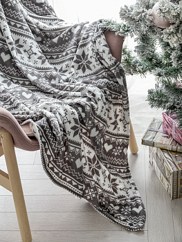 Плед 150x200см LUCKY Сканди Снежинка серый/белый полиэстер Плед 150x200см LUCKY Сканди Снежинка серый/белый полиэстер 000000000001214457