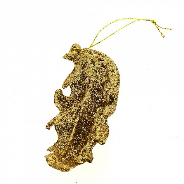 Новогоднее подвесное елочное украшение Листик золото из полипропилена / 12x4,5см арт.80234 000000000001191247