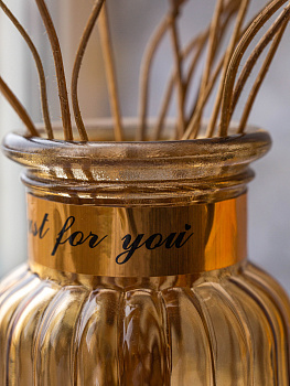 Ваза 22х8,5см Амбер с золотым горлышком стекло 000000000001209242