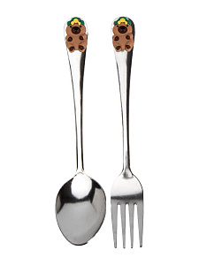 Набор столовых приборов 2 предмета (ложка столовая 17см, вилка столовая 17см) в футляре в ассортименте нержавеющая сталь/полипропилен 000000000001229434