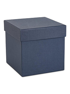 Коробка подарочная 13х13х13см РУТАУПАК  тиснение ЛЕН куб синий 000000000001226854