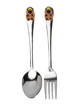 Набор столовых приборов 2 предмета (ложка столовая 17см, вилка столовая 17см) в футляре в ассортименте нержавеющая сталь/полипропилен 000000000001229434