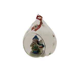 Новогоднее подвесное украшение Снеговик и мишка из стекла и полирезины / 8x7x11 см арт.78368 000000000001191400