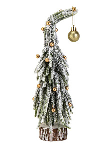 Ель искусственная 30см заснеженная с золотым шариком литая PE/дерево 000000000001228067