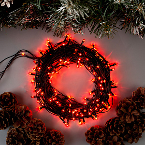 Гирлянда-Нить 7м 180LED LUAZON LIGHTING IP20 8 режимов 220В тёмная нить свечение розовое 000000000001207995