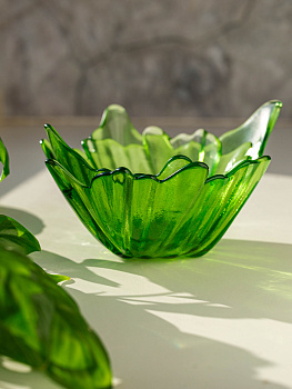 Ваза-конфетница 14см EFE GLASS Цветок прозрачный зеленый стекло 000000000001213532