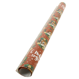 Бумага упаковочная глянцевая 70х100см Тигрята в венке 000000000001208813