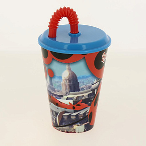 Стакан пластиковый 430мл с соломинкой и крышкой спортивный Леди Баг Stor 270895/86930 000000000001193202