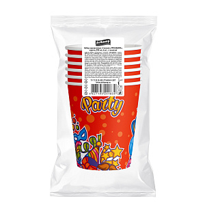 Набор стаканов одноразовых 6шт 250мл AVIKOMP ПРАЗДНИК с печатью картон 000000000001219322