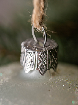 Декоративное украшение 9см Шар 4,5 БИРЮСИНКА Морозный стекло 000000000001179986