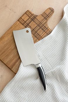 Нож Кухонный топорик 17,3см DE'NASTIA Wave line черный нержавеющая сталь/пластик 000000000001228008