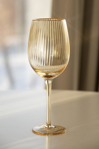 Бокал для вина 450мл LUCKY янтарь с золотой каймой медовый стекло 000000000001216186