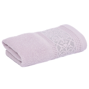 Полотенце махровое 30х60см DINA ME Вензельный бордюр сиреневое хлопок 000000000001212852
