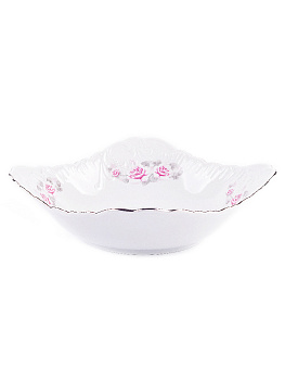 Салатник 17см CMIELOW Рококо Бледная роза прямоугольный отводка платиной фарфор 000000000001214839