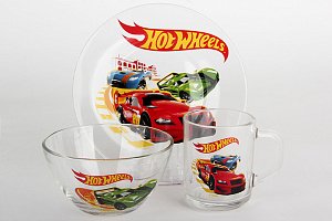 Набор посуды 1/3 салатник/кружка/тарелка в подарочной упаковке Хот Вилс Стекло Коралл PP-3HW 000000000001197536