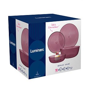 ИДИЛЛИЯ Набор столовой посуды 19 предметов LUMINARC лилак стекло 000000000001218630
