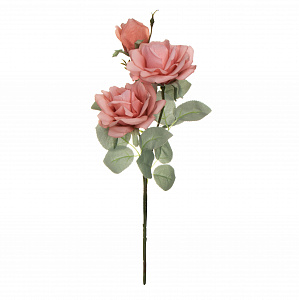 Цветок искусственный Роза 3 бутона 64см пыльно розовая 000000000001218329