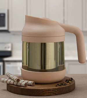 Чайник заварочный 850мл SERVITTA Mokka металлический фильтр стекло 000000000001214587