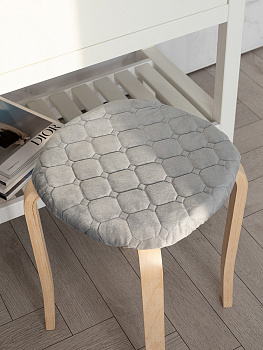 Чехол на табурет 33см DE'NASTIA круглый на резинке серый полиэстер 000000000001229938