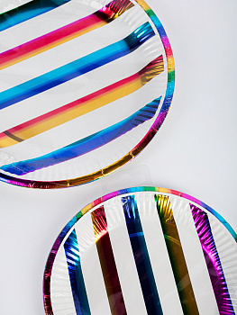 Набор тарелок одноразовых 6шт 18см Хамелеон полосы бумага 000000000001210189