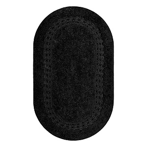 Коврик для ванной 60x100см DE'NASTIA овал кружево2 черный хлопок 100% 000000000001219251