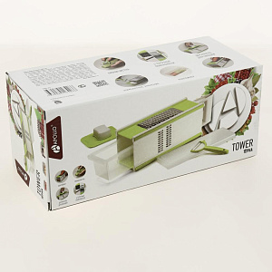 Терка APOLLO "Tower" (4 режущие поверхности+держатель д/продуктов +хранение+контейнер+овощечистка) пищевой пластик ABS НЖС 304 НЖС 201 TWR-20 000000000001201031