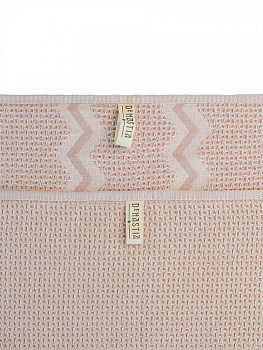 Набор полотенец кухонных 35x70см 2шт DE'NASTIA 270гр вафля зиг-заг/однотон розовый хлопок 000000000001228566