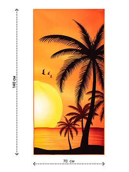 Полотенце пляжное 70х140см Закат микрофибра полиэстер 000000000001227519