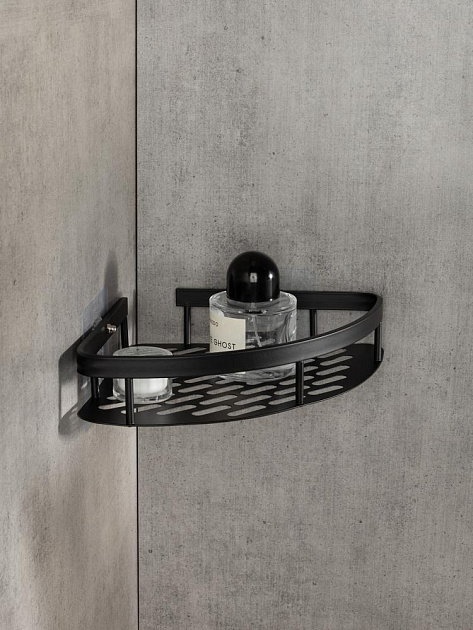 Полка навесная 28x21x5см DE'NASTIA угловая черный алюминий 000000000001227439