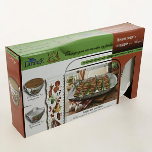 Блюдо для шашлыка 33,5х19,3х6,3см LARANGE Шашлычок из семги на шпажках фарфор 000000000001204445