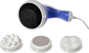 Массажер для тела электрический 15х18х11см BRADEX РЕЛАКС белый/синий пластик 4 насадки для массажа всего тела 000000000001217253