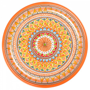 Блюдо (ляган) 38см RISHTON KULOLCHILIC рисунок мехроб оранжевый керамика 000000000001207887